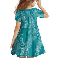Hawaii Plumeria Lei Family Matching Off The Shoulder Long Sleeve Dress and Hawaiian Shirt Aloha Festive Vibe - Teal LT7 - Polynesian Pride