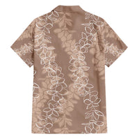 Hawaii Plumeria Lei Family Matching Short Sleeve Bodycon Dress and Hawaiian Shirt Aloha Festive Vibe - Beige LT7 - Polynesian Pride