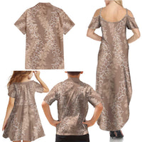 Hawaii Plumeria Lei Family Matching Summer Maxi Dress and Hawaiian Shirt Aloha Festive Vibe - Beige LT7 - Polynesian Pride