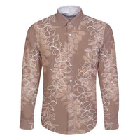 Hawaii Plumeria Lei Family Matching Summer Maxi Dress and Hawaiian Shirt Aloha Festive Vibe - Beige LT7 Dad's Shirt - Long Sleeve Beige - Polynesian Pride