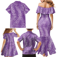 Hawaii Plumeria Lei Family Matching Mermaid Dress and Hawaiian Shirt Aloha Festive Vibe - Violet LT7 - Polynesian Pride