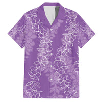 Hawaii Plumeria Lei Family Matching Puletasi and Hawaiian Shirt Aloha Festive Vibe - Violet LT7 Dad's Shirt - Short Sleeve Violet - Polynesian Pride