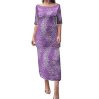 Hawaii Plumeria Lei Family Matching Puletasi and Hawaiian Shirt Aloha Festive Vibe - Violet LT7 Mom's Dress Violet - Polynesian Pride