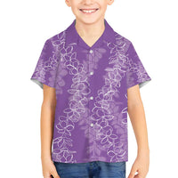 Hawaii Plumeria Lei Family Matching Summer Maxi Dress and Hawaiian Shirt Aloha Festive Vibe - Violet LT7 Son's Shirt Violet - Polynesian Pride