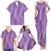 Hawaii Plumeria Lei Family Matching Tank Maxi Dress and Hawaiian Shirt Aloha Festive Vibe - Violet LT7 - Polynesian Pride