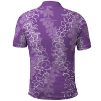 Hawaii Plumeria Lei Polo Shirt Aloha Festive Vibe - Violet LT7 - Polynesian Pride