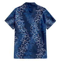 Hawaii Plumeria Lei Family Matching Off Shoulder Maxi Dress and Hawaiian Shirt Aloha Festive Vibe - Navy Blue LT7 - Polynesian Pride