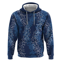 Hawaii Plumeria Lei Hoodie Aloha Festive Vibe - Navy Blue LT7 Pullover Hoodie Navy Blue - Polynesian Pride