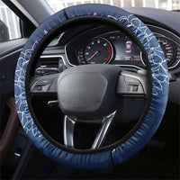 Hawaii Plumeria Lei Steering Wheel Cover Aloha Festive Vibe - Navy Blue LT7 - Polynesian Pride