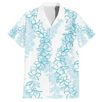 Hawaii Plumeria Lei Family Matching Off The Shoulder Long Sleeve Dress and Hawaiian Shirt Aloha Festive Vibe - Turquoise LT7 Dad's Shirt - Short Sleeve Turquoise - Polynesian Pride