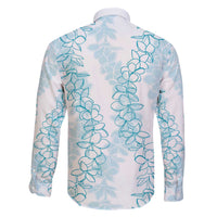 Hawaii Plumeria Lei Family Matching Off The Shoulder Long Sleeve Dress and Hawaiian Shirt Aloha Festive Vibe - Turquoise LT7 - Polynesian Pride
