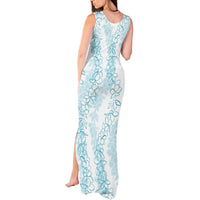 Hawaii Plumeria Lei Tank Maxi Dress Aloha Festive Vibe - Turquoise