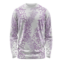Hawaii Plumeria Lei Long Sleeve Shirt Aloha Festive Vibe - Amethyst LT7 Unisex Amethyst - Polynesian Pride