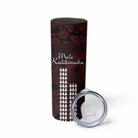 Hawaii Mele Kalikimaka Kakau Skinny Tumbler I'iwi Bird on Ohia Lehua LT7 - Polynesian Pride