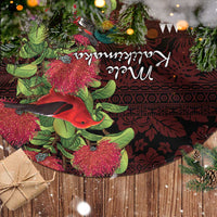 Hawaii Mele Kalikimaka Kakau Tree Skirt I'iwi Bird on Ohia Lehua LT7 - Polynesian Pride