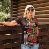 Hawaii Mele Kalikimaka Kakau Women Polo Shirt I'iwi Bird on Ohia Lehua LT7 - Polynesian Pride