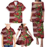 Hawaii Christmas Mele Kalikimaka Family Matching Puletasi and Hawaiian Shirt I'iwi Bird on Ohia Lehua LT7 - Polynesian Pride