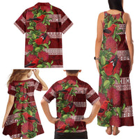Hawaii Christmas Mele Kalikimaka Family Matching Tank Maxi Dress and Hawaiian Shirt I'iwi Bird on Ohia Lehua LT7 - Polynesian Pride