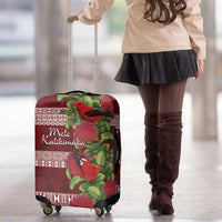 Hawaii Christmas Mele Kalikimaka Luggage Cover I'iwi Bird on Ohia Lehua