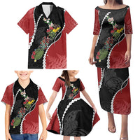 New Zealand Christmas Family Matching Puletasi and Hawaiian Shirt Flora Map with Birds LT7 - Polynesian Pride