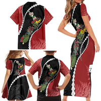 New Zealand Christmas Family Matching Short Sleeve Bodycon Dress and Hawaiian Shirt Flora Map with Birds LT7 - Polynesian Pride