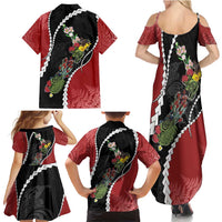 New Zealand Christmas Family Matching Summer Maxi Dress and Hawaiian Shirt Flora Map with Birds LT7 - Polynesian Pride