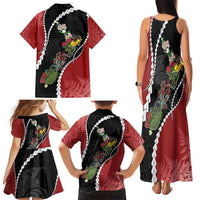New Zealand Christmas Family Matching Tank Maxi Dress and Hawaiian Shirt Flora Map with Birds LT7 - Polynesian Pride