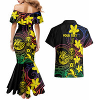 New Caledonia Kanaky Personalized Couples Matching Mermaid Dress and Hawaiian Shirt Fleche Faitiere - Plumeria LT7 - Polynesian Pride