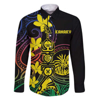 New Caledonia Kanaky Personalized Family Matching Off Shoulder Short Dress and Hawaiian Shirt Fleche Faitiere - Plumeria LT7 Dad's Shirt - Long Sleeve Colorful - Polynesian Pride