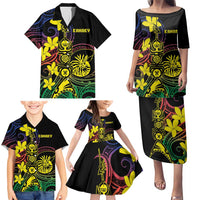New Caledonia Kanaky Personalized Family Matching Puletasi and Hawaiian Shirt Fleche Faitiere - Plumeria LT7 - Polynesian Pride