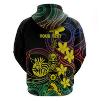 New Caledonia Kanaky Personalized Hoodie Fleche Faitiere - Plumeria LT7 - Polynesian Pride