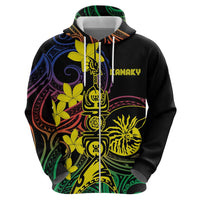New Caledonia Kanaky Personalized Hoodie Fleche Faitiere - Plumeria LT7 - Polynesian Pride
