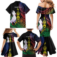 New Caledonia Kanaky Personalized Family Matching Mermaid Dress and Hawaiian Shirt Fleche Faitiere Mix Kagu LT7 - Polynesian Pride