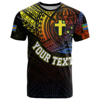 Custom Vanuatu T Shirt Turtle Chest Tattoo Flag Color Tafea LT7 Black - Polynesian Pride
