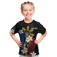 Personalized Philippines Tribal Kid T Shirt Tropical Waves - Plumeria