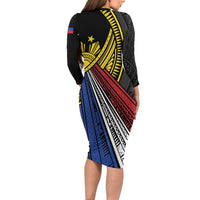 Philippines Sun Family Matching Long Sleeve Bodycon Dress and Hawaiian Shirt Pasifika Tribal Style LT7 - Polynesian Pride