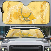 Hawaii Oahu Island Flowers Lei Auto Sun Shade Yellow Ilima Mix Plumeria