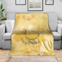 Hawaii Oahu Island Flowers Lei Blanket Yellow Ilima Mix Plumeria