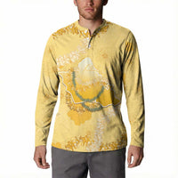 Hawaii Oahu Island Flowers Lei Button Sweatshirt Yellow Ilima Mix Plumeria