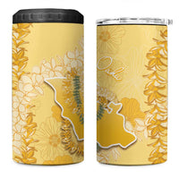 Hawaii Oahu Island Flowers Lei 4 in 1 Can Cooler Tumbler Yellow Ilima Mix Plumeria