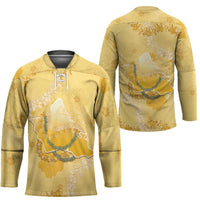 Hawaii Oahu Island Flowers Lei Hockey Jersey Yellow Ilima Mix Plumeria