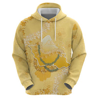 Hawaii Oahu Island Flowers Lei Hoodie Yellow Ilima Mix Plumeria
