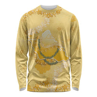 Hawaii Oahu Island Flowers Lei Long Sleeve Shirt Yellow Ilima Mix Plumeria