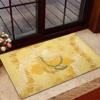 Hawaii Oahu Island Flowers Lei Rubber Doormat Yellow Ilima Mix Plumeria