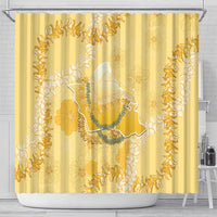 Hawaii Oahu Island Flowers Lei Shower Curtain Yellow Ilima Mix Plumeria