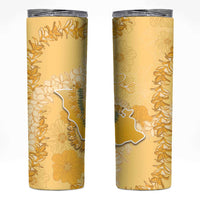 Hawaii Oahu Island Flowers Lei Skinny Tumbler Yellow Ilima Mix Plumeria LT7 Yellow - Polynesian Pride