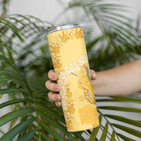 Hawaii Oahu Island Flowers Lei Skinny Tumbler Yellow Ilima Mix Plumeria LT7 - Polynesian Pride