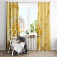 Hawaii Oahu Island Flowers Lei Window Curtain Yellow Ilima Mix Plumeria