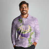 Hawaii Kauai Island Flowers Lei Long Sleeve Polo Shirt Mokihana Lei