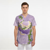 Hawaii Kauai Island Flowers Lei Scrub Top Mokihana Lei